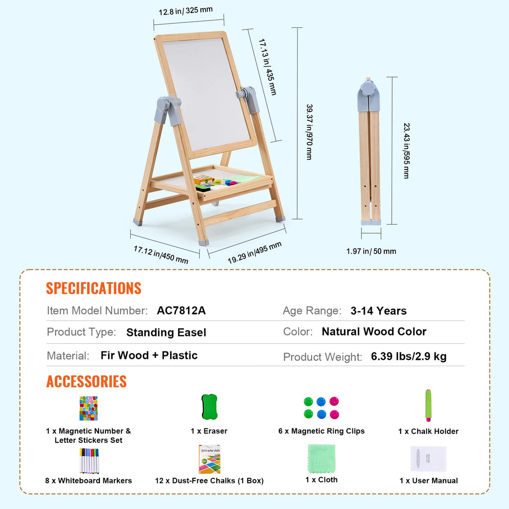 Tableau magnétique double face sur pied Montessori