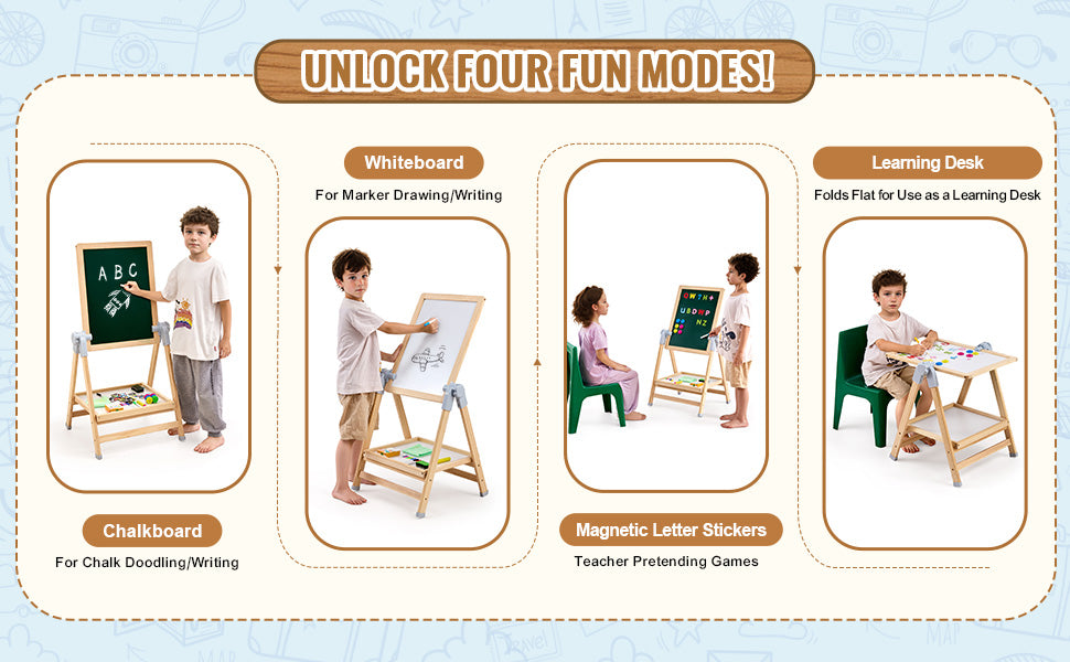 Tableau magnétique double face sur pied Montessori